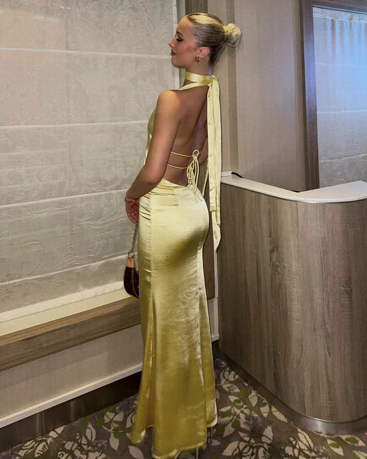 Satin Open Back Chic Party Dress