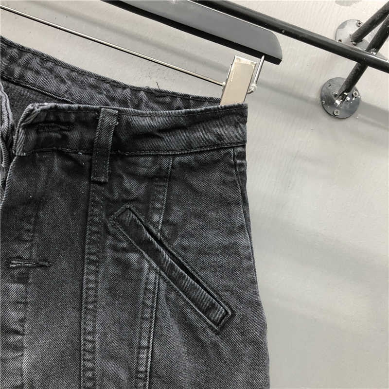 A-line High Waist Dual Layer Denim Short