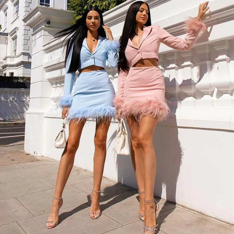 Long Sleeve Top High Waist Suit Mini Dress