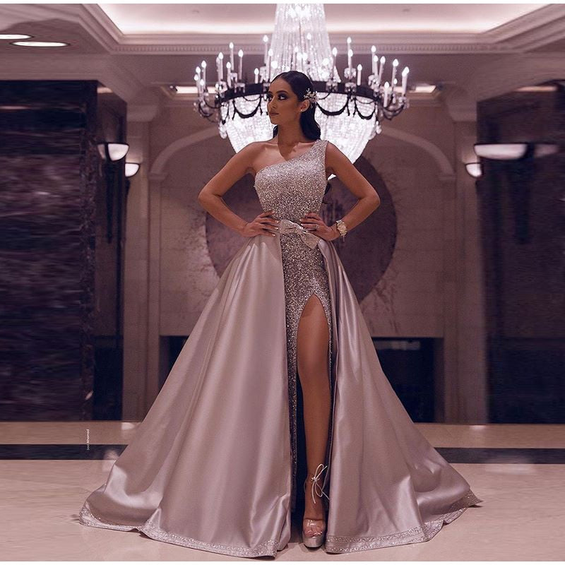 High Split Sequin Off Shoulder Maxi Dress