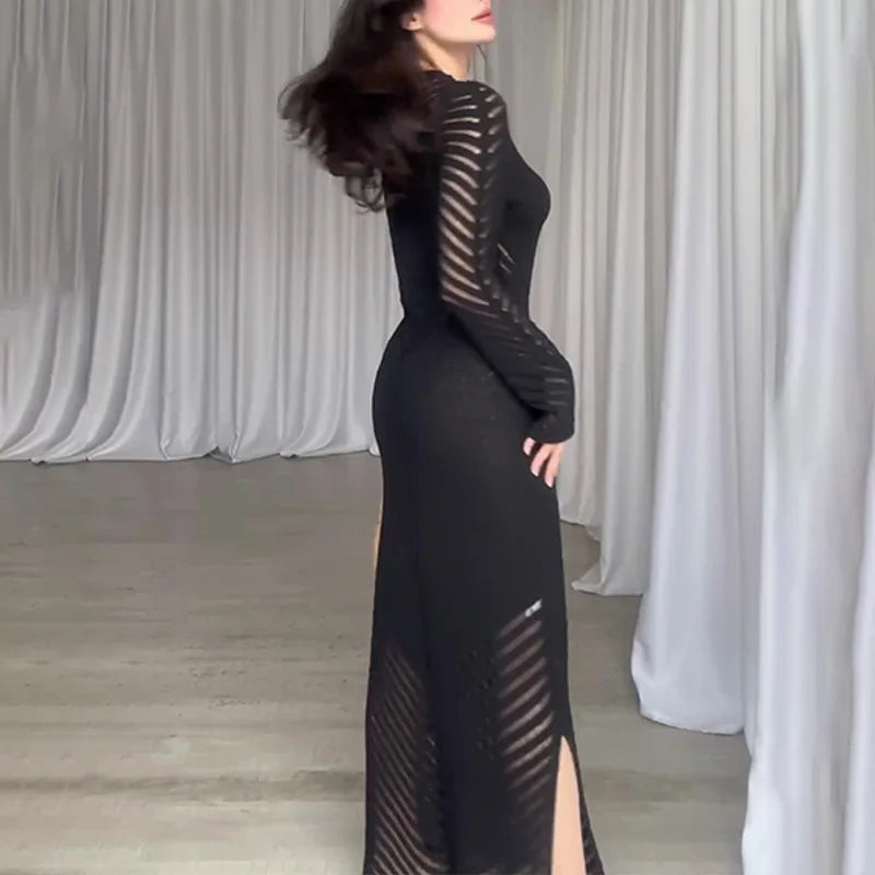 Sleeveless Patchwork Knit Maxi Dress