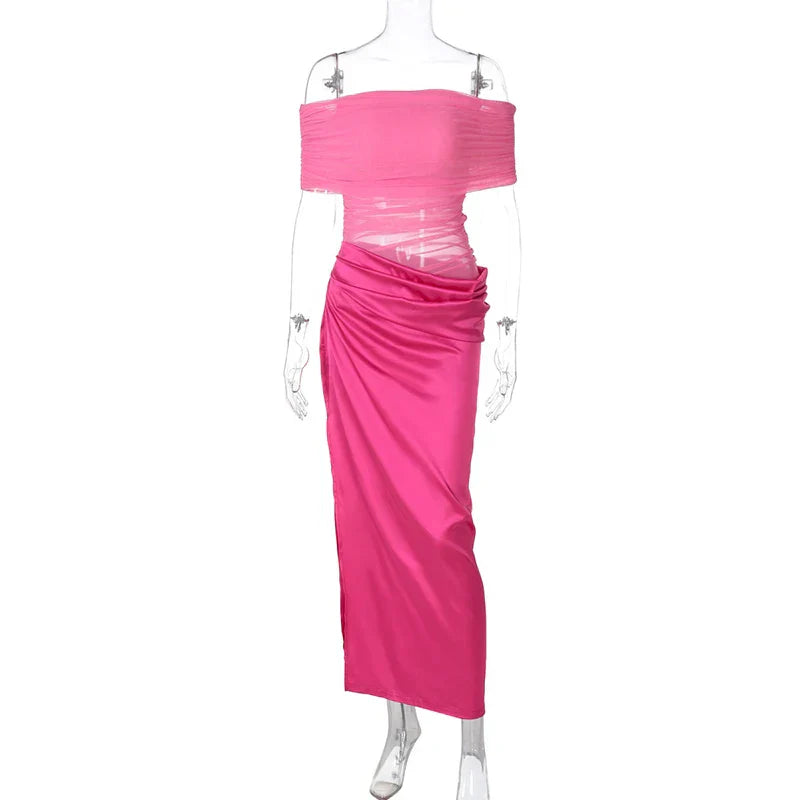 Off Shoulder Strapless Backless Maxi Dress