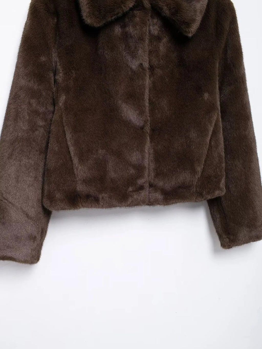 Lapel Side Pocket Faux Fur Jacket Party Dress