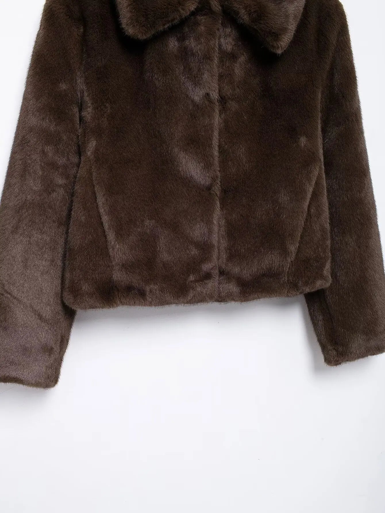 Lapel Side Pocket Faux Fur Jacket Party Dress