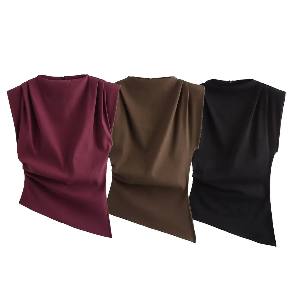 Asymmetric Pleated Trim Short Sleeve Party Dress