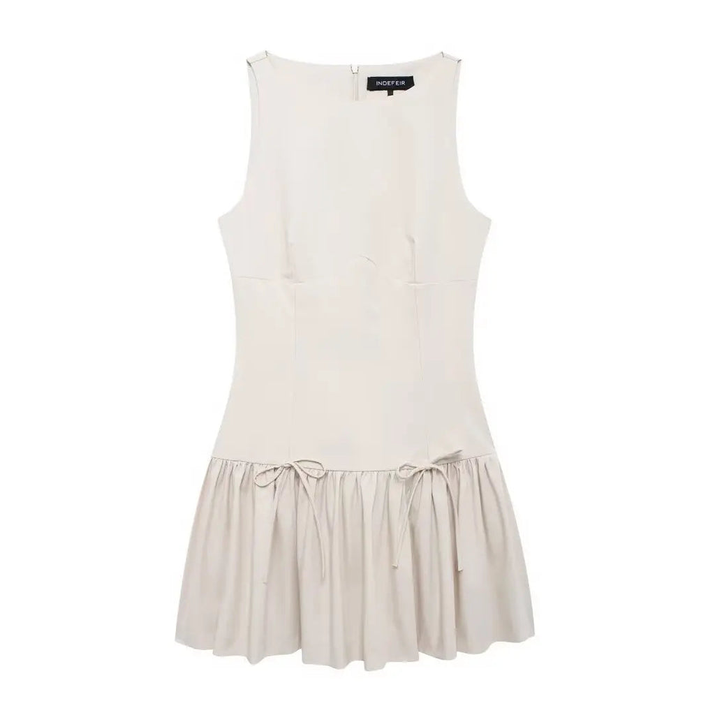 Bow Crew Neck Sleeveless Mini Party Dress