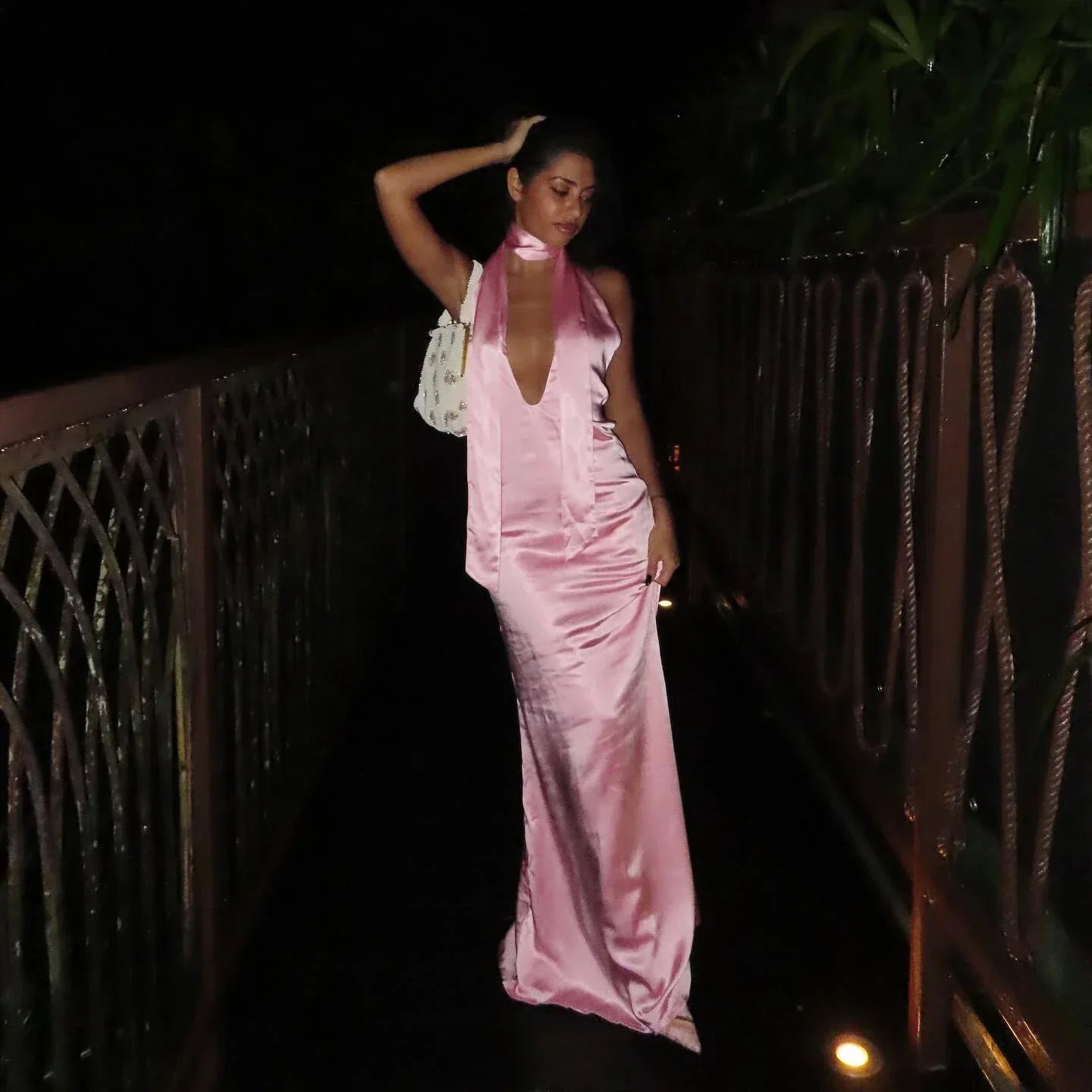 Satin Open Back Chic Party Dress