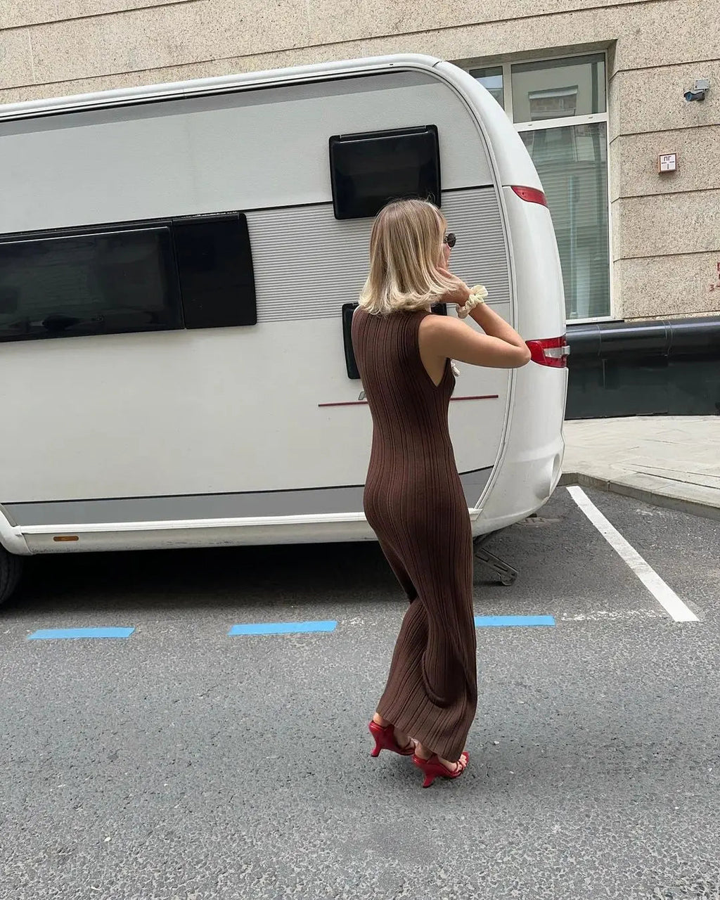 Sleeveless Turtleneck Casual Maxi Dress