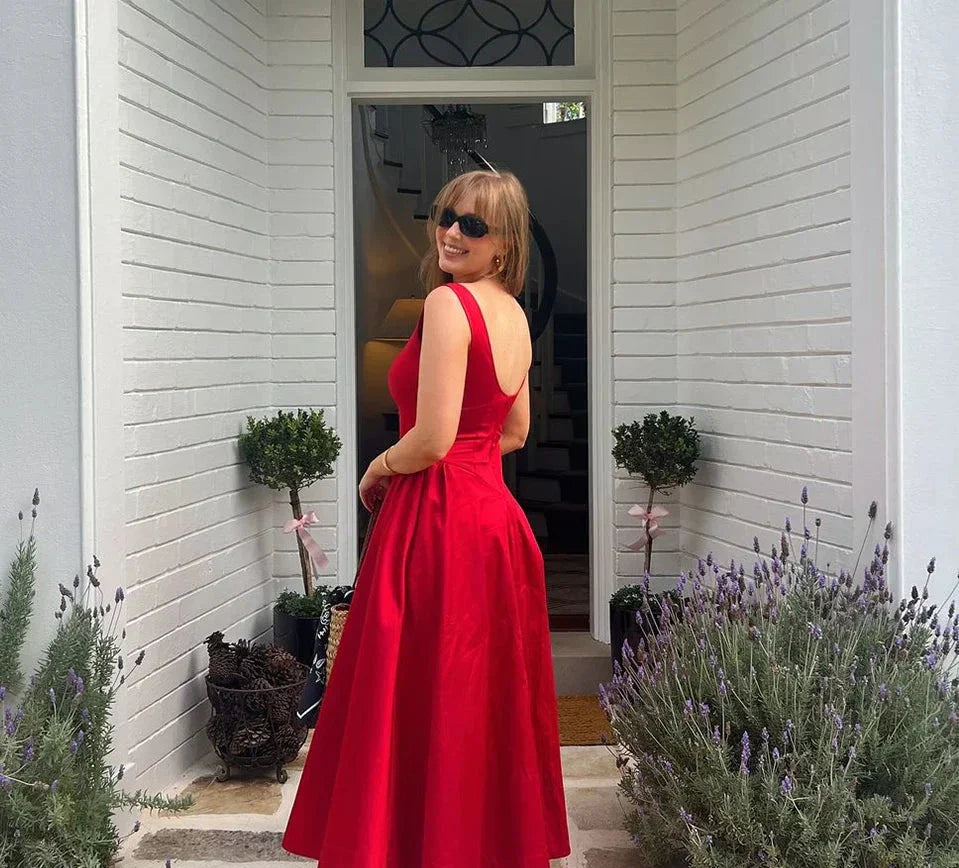 Solid Halter Backless Long Party Dress