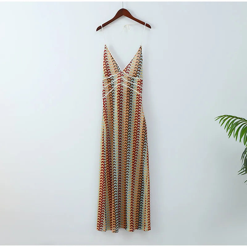 Crochet Halter Deep V Backless Summer Mini Dress