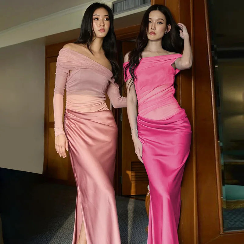 Off Shoulder Strapless Backless Maxi Dress