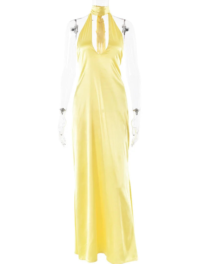 Satin Open Back Chic Party Dress