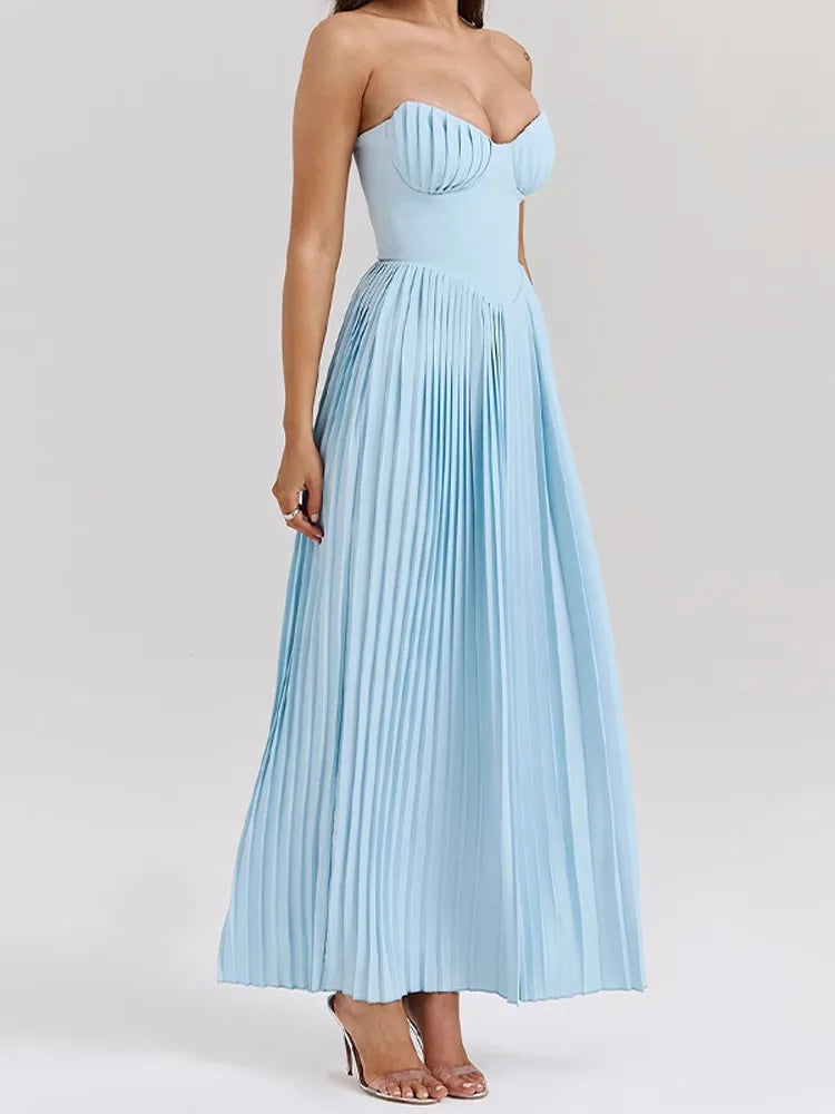 Pleated Flowy Maxi Dress