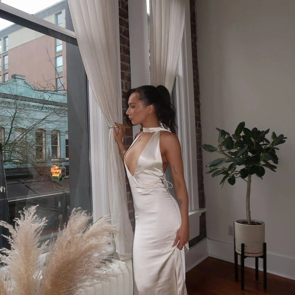 Satin Open Back Chic Party Dress