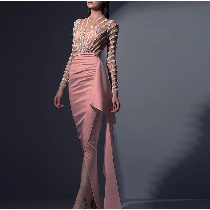 Sequin Lace Embroidered Irregular Maxi Dress