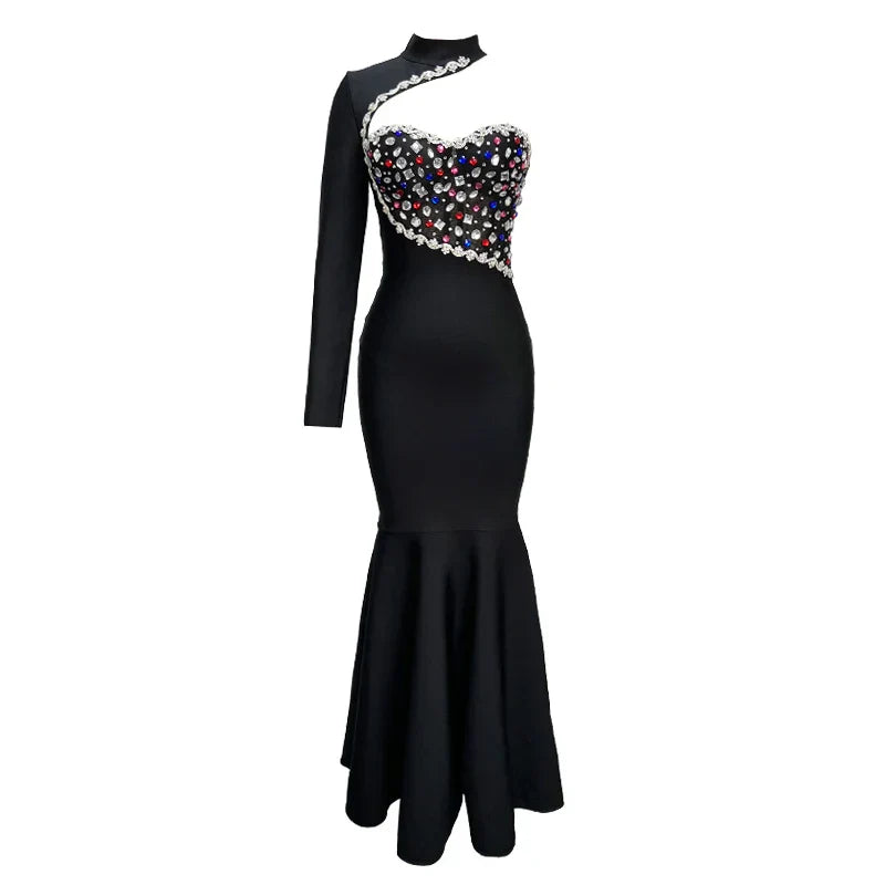 Black Diamond Turtleneck Maxi Dress