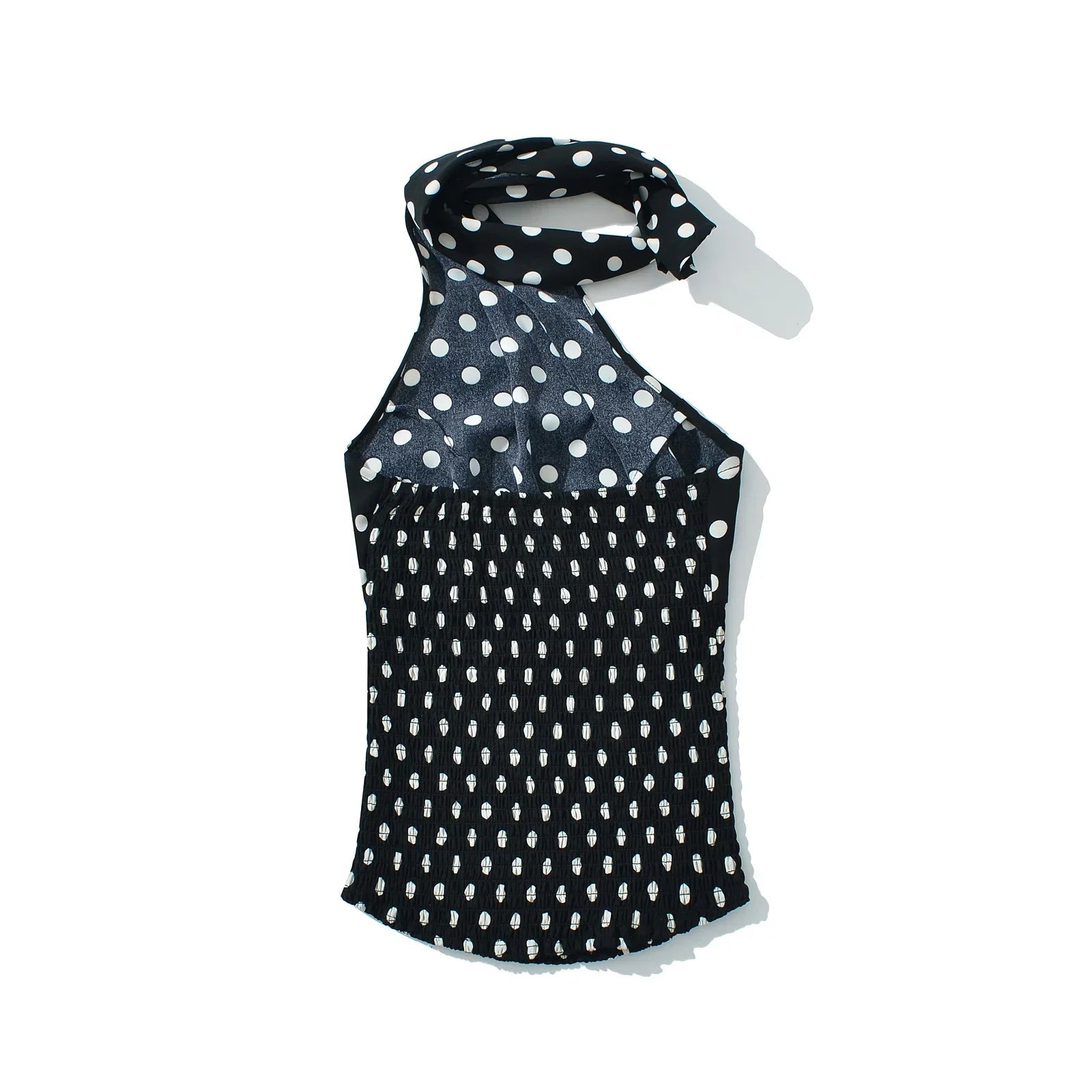 Polka Dot Halter Elastic Waist Two Piece Mini Dress