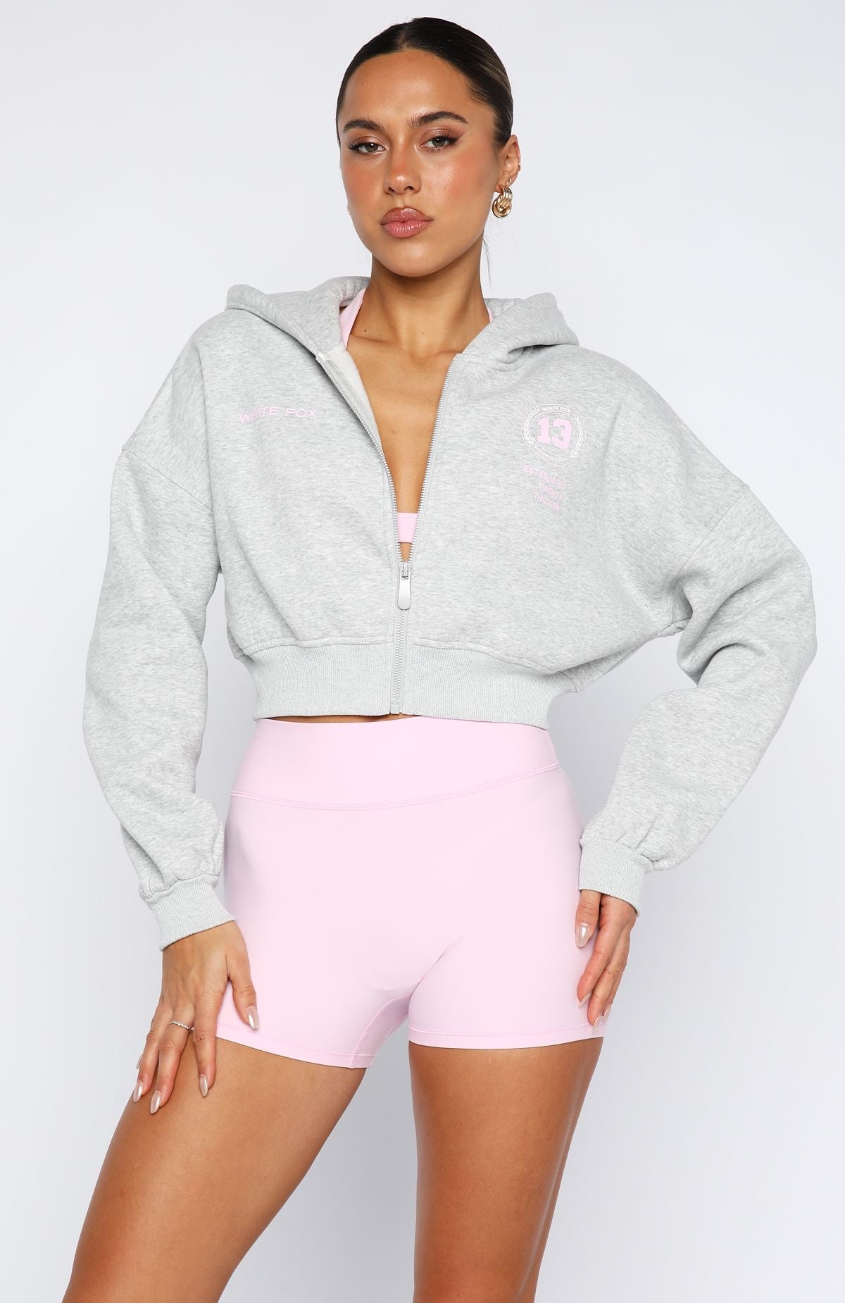 Love Game Cropped Dark Grey Marle Hoodie