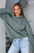Stay Lifted Oversized Dark Green Hoodie