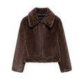 Lapel Side Pocket Faux Fur Jacket Party Dress
