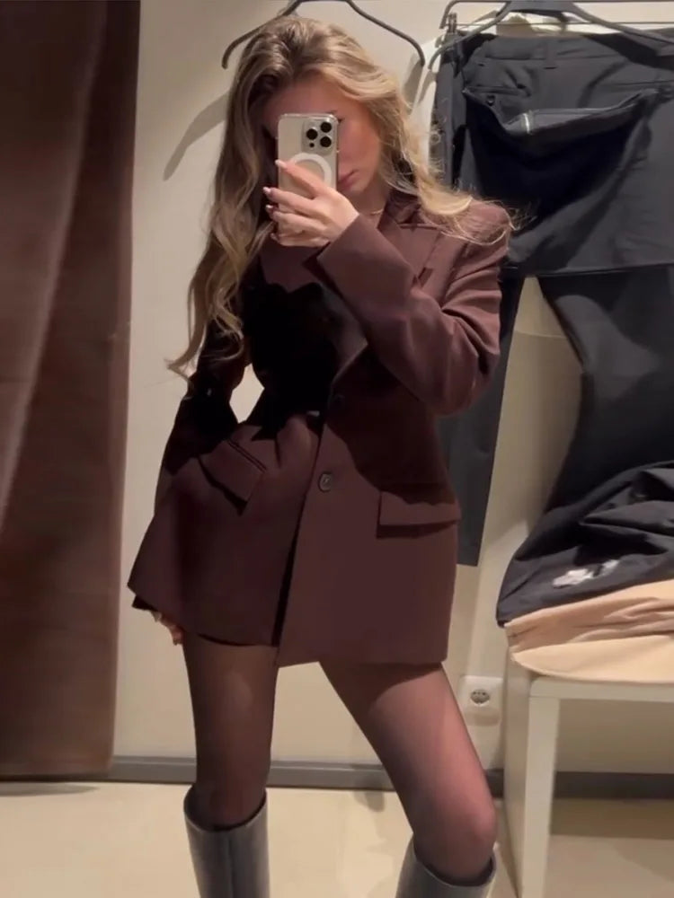 Turn Down Collar Button Top Skirt Set Mini Dress