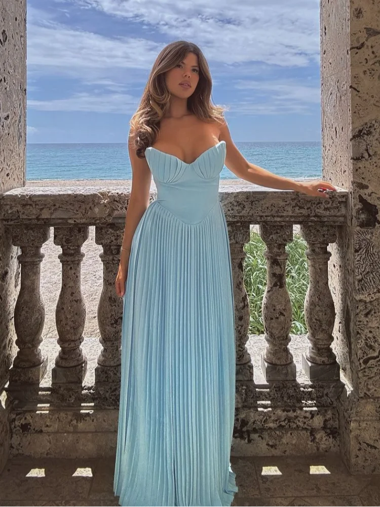 Pleated Flowy Maxi Dress