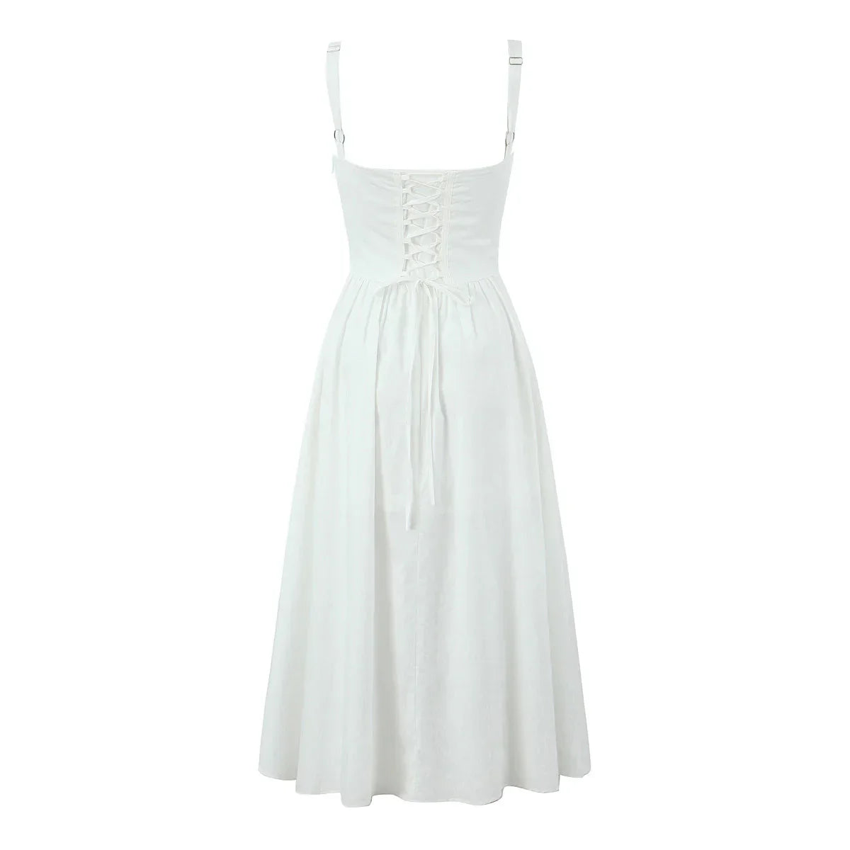 Corset Low Waist White Midi Dress