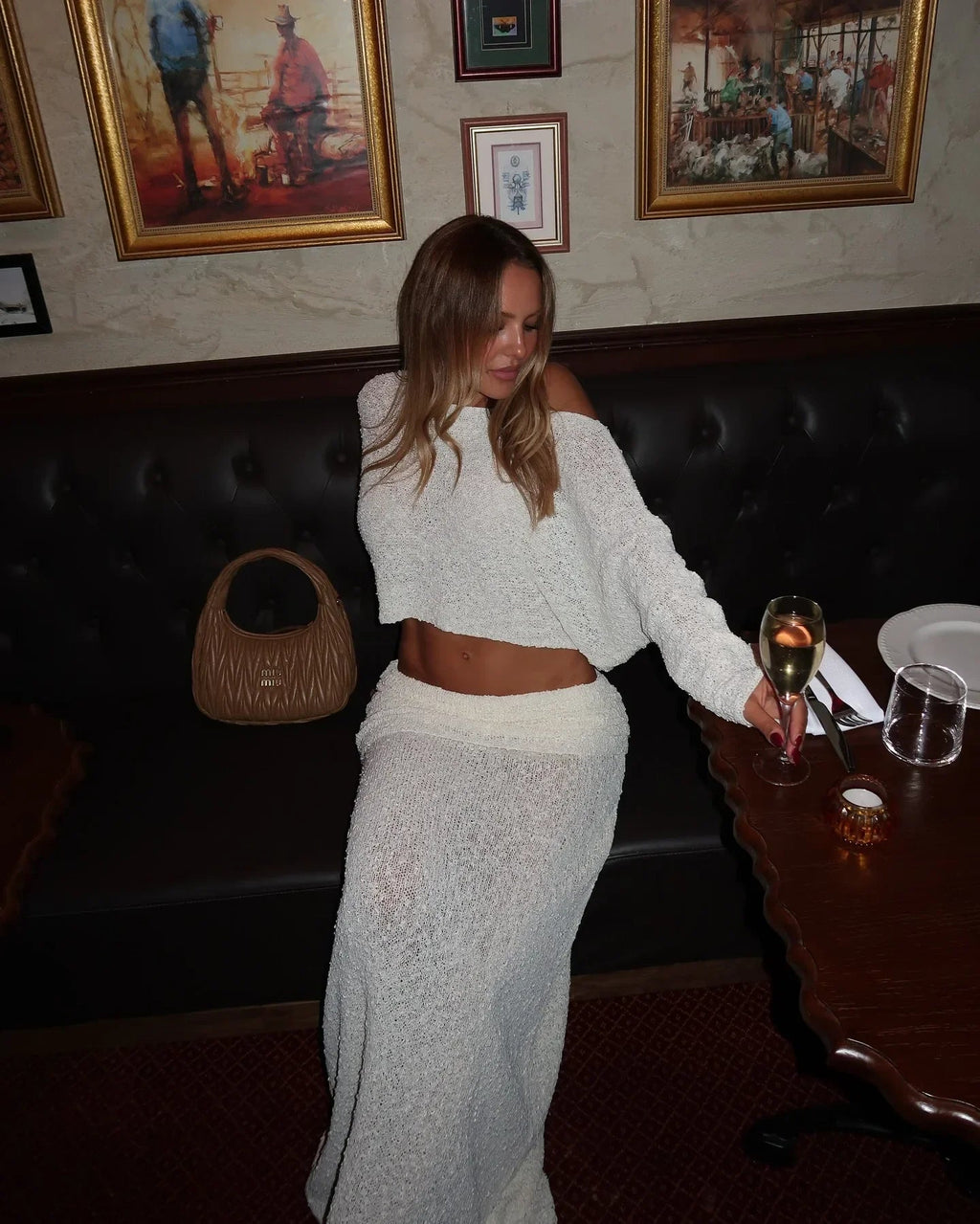 Knit Long Sleeve Top and Maxi Skirt Set