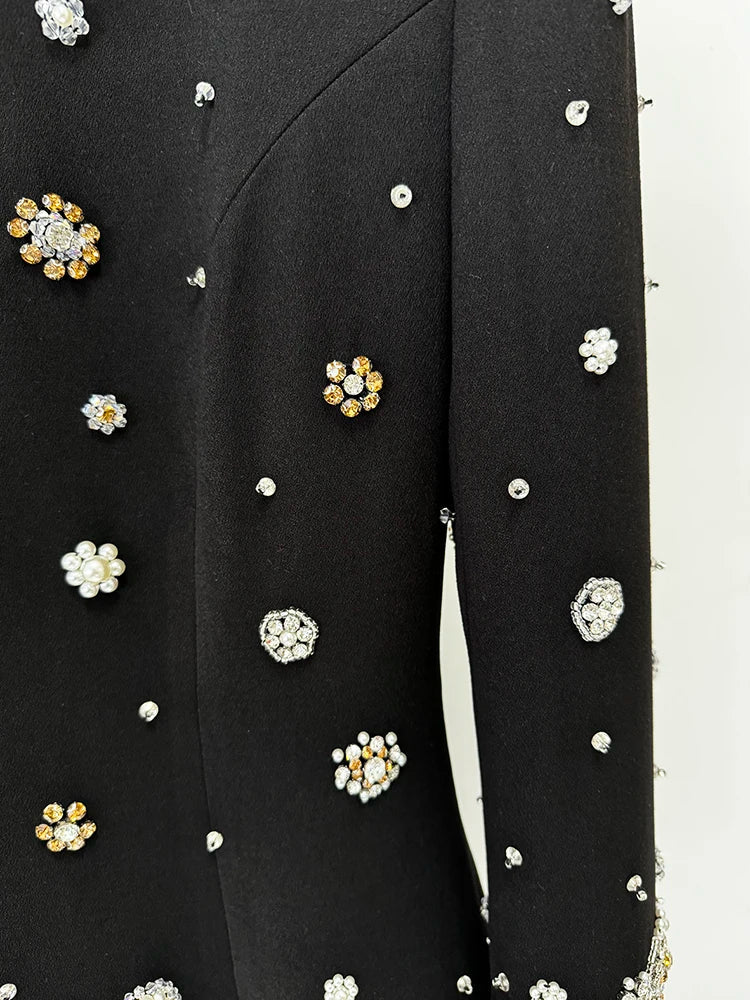 Long Sleeve Beaded Luxurious Maxi Dress