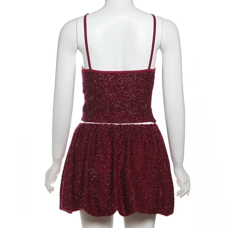 Furry Crop Top Set Cozy Mini Dress