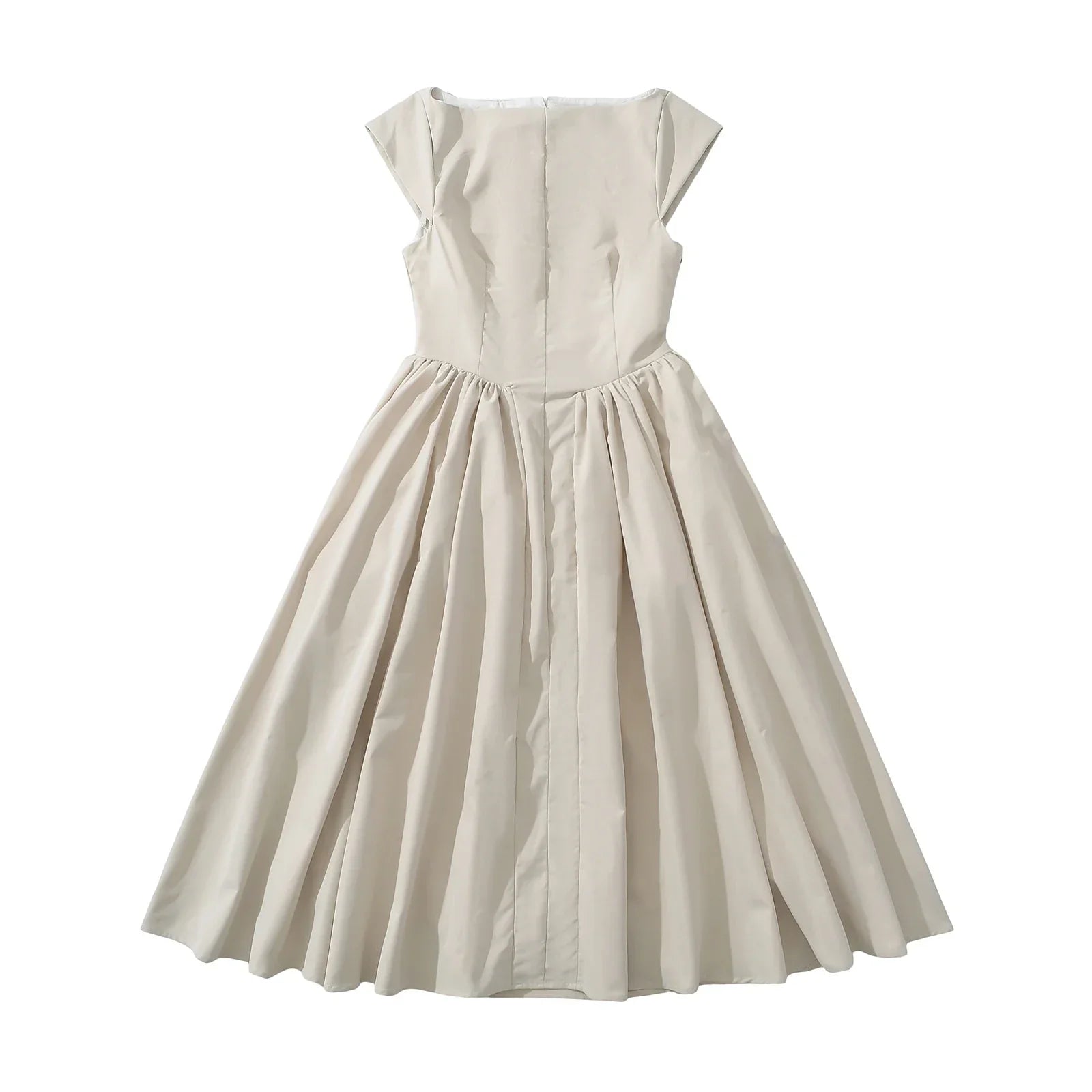 Short Sleeve Hollow Out Back Midi Dress