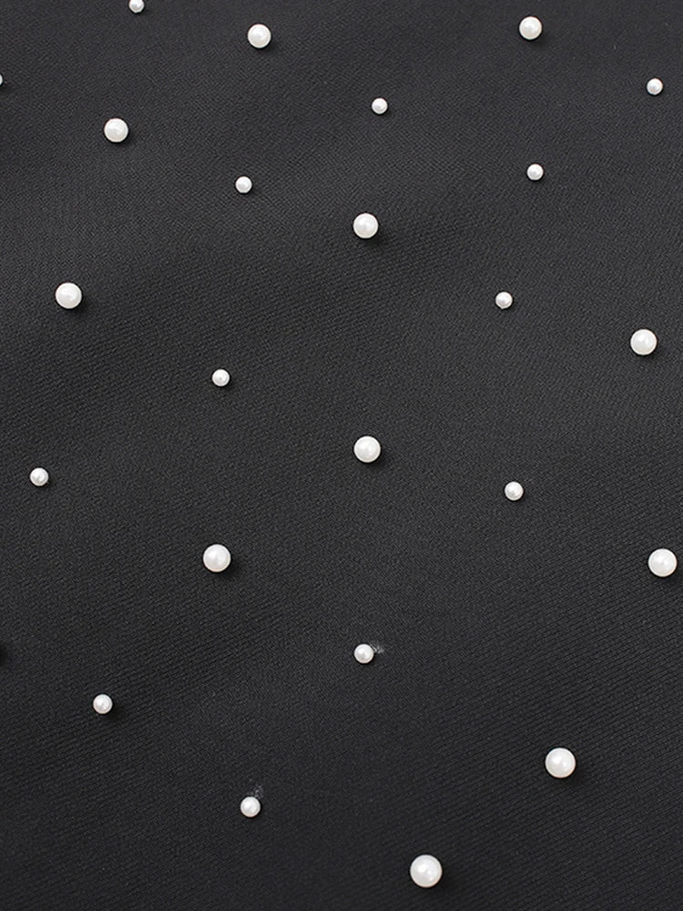 Black Crystal Pearl Diamond Chic Mini Dress
