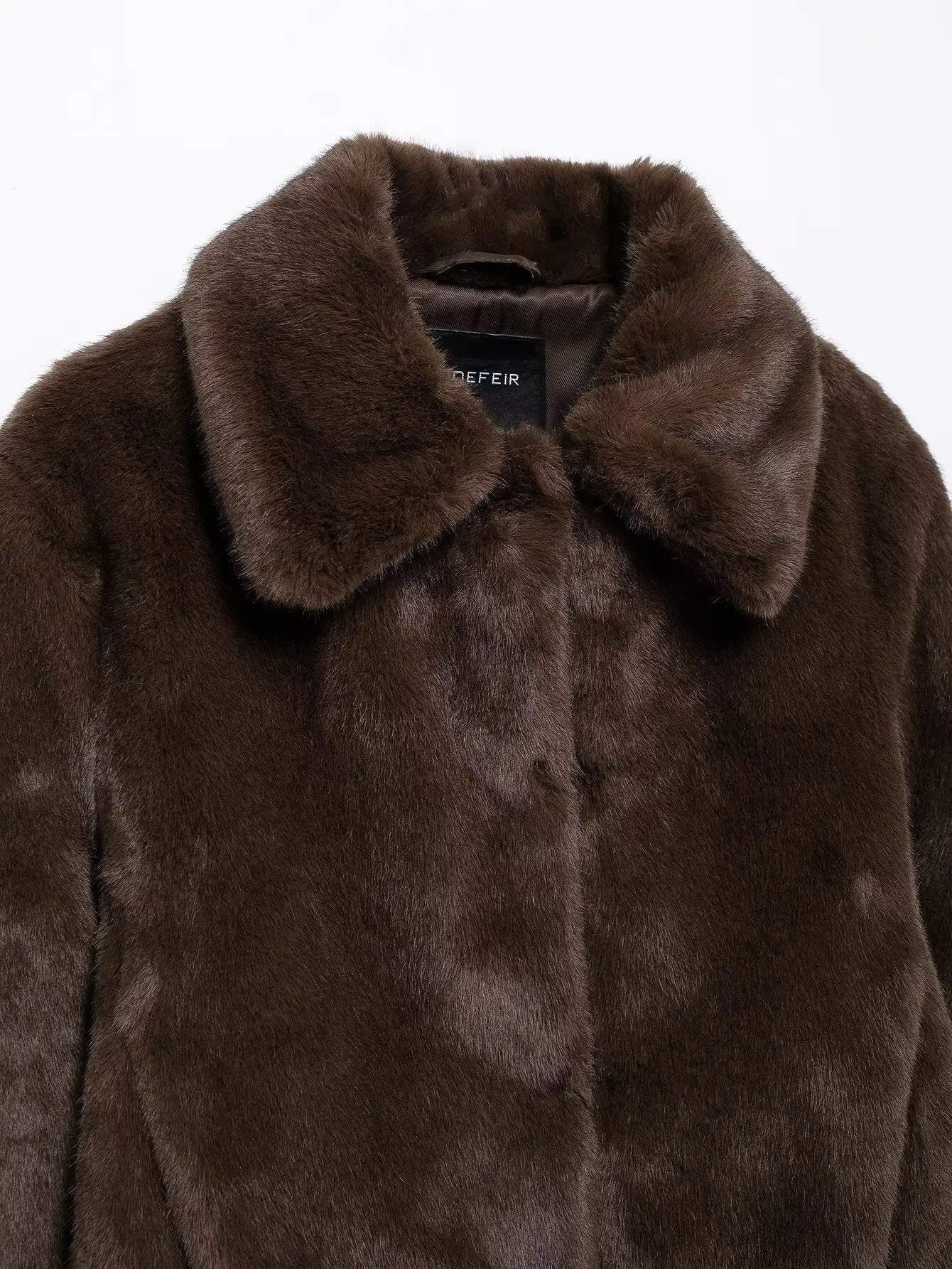 Faux Fur Lapel Side Pocket Coat Party Dress