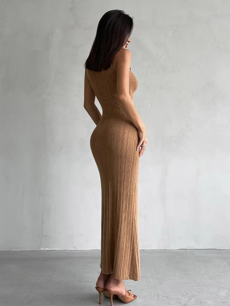 Sleeveless Turtleneck Casual Maxi Dress