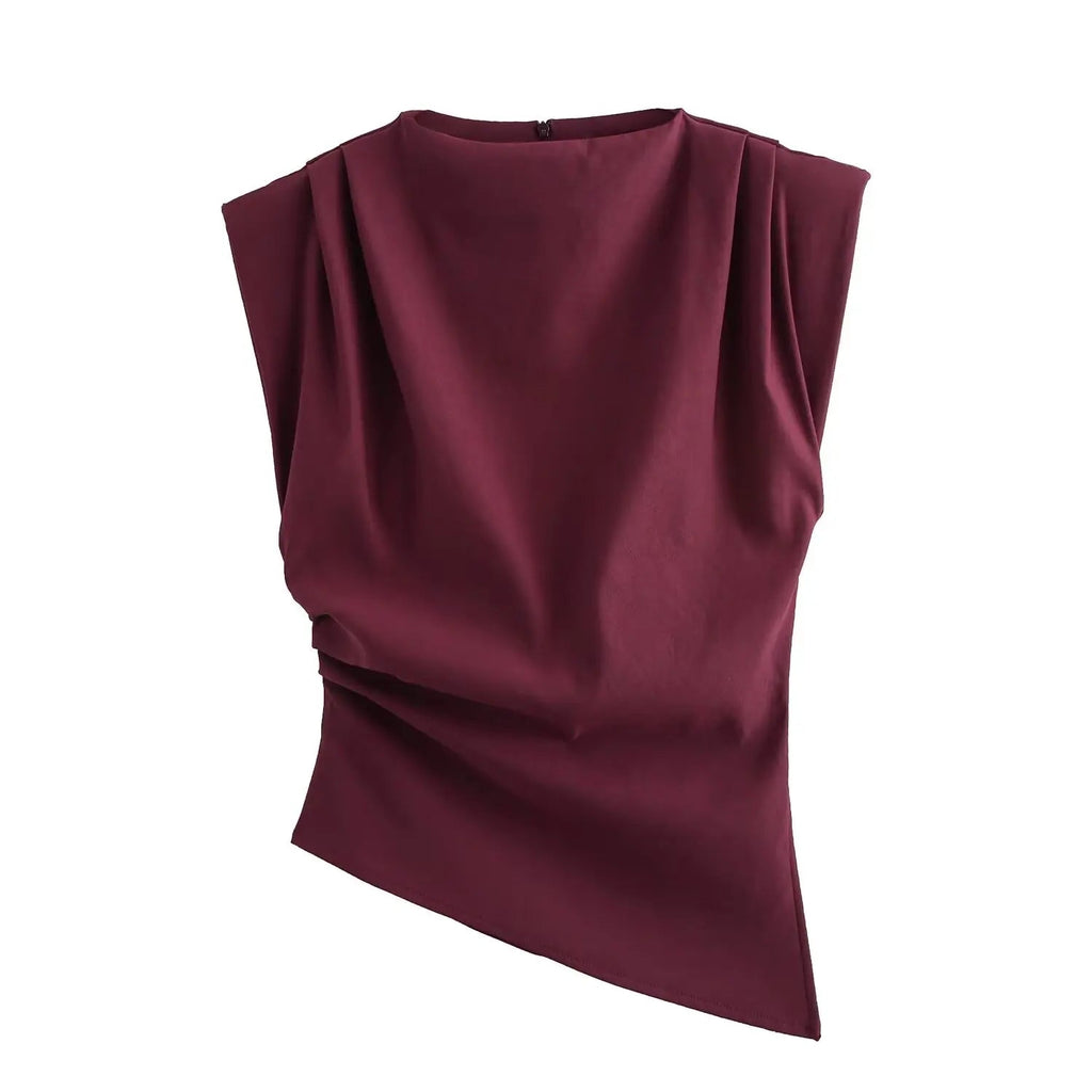 Asymmetric Pleated Trim Short Sleeve Party Dress