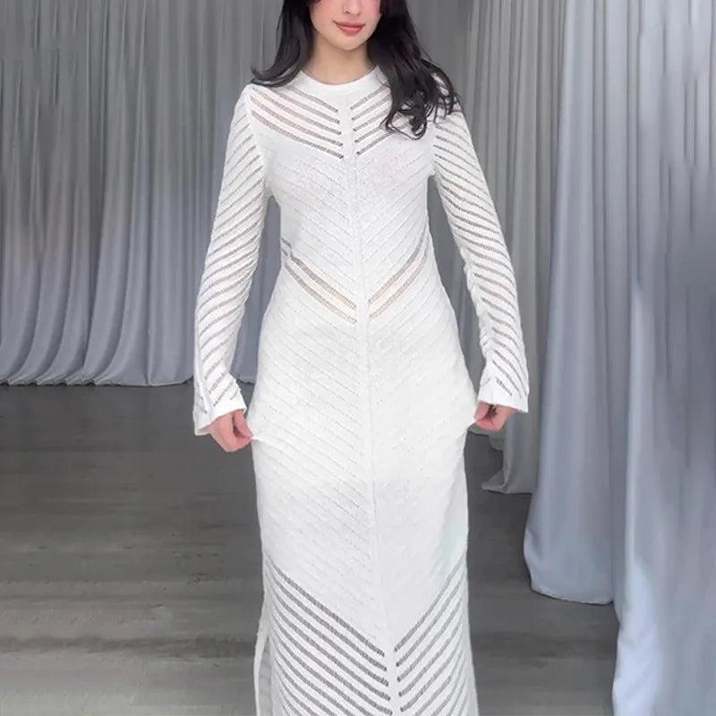 Sleeveless Patchwork Knit Maxi Dress