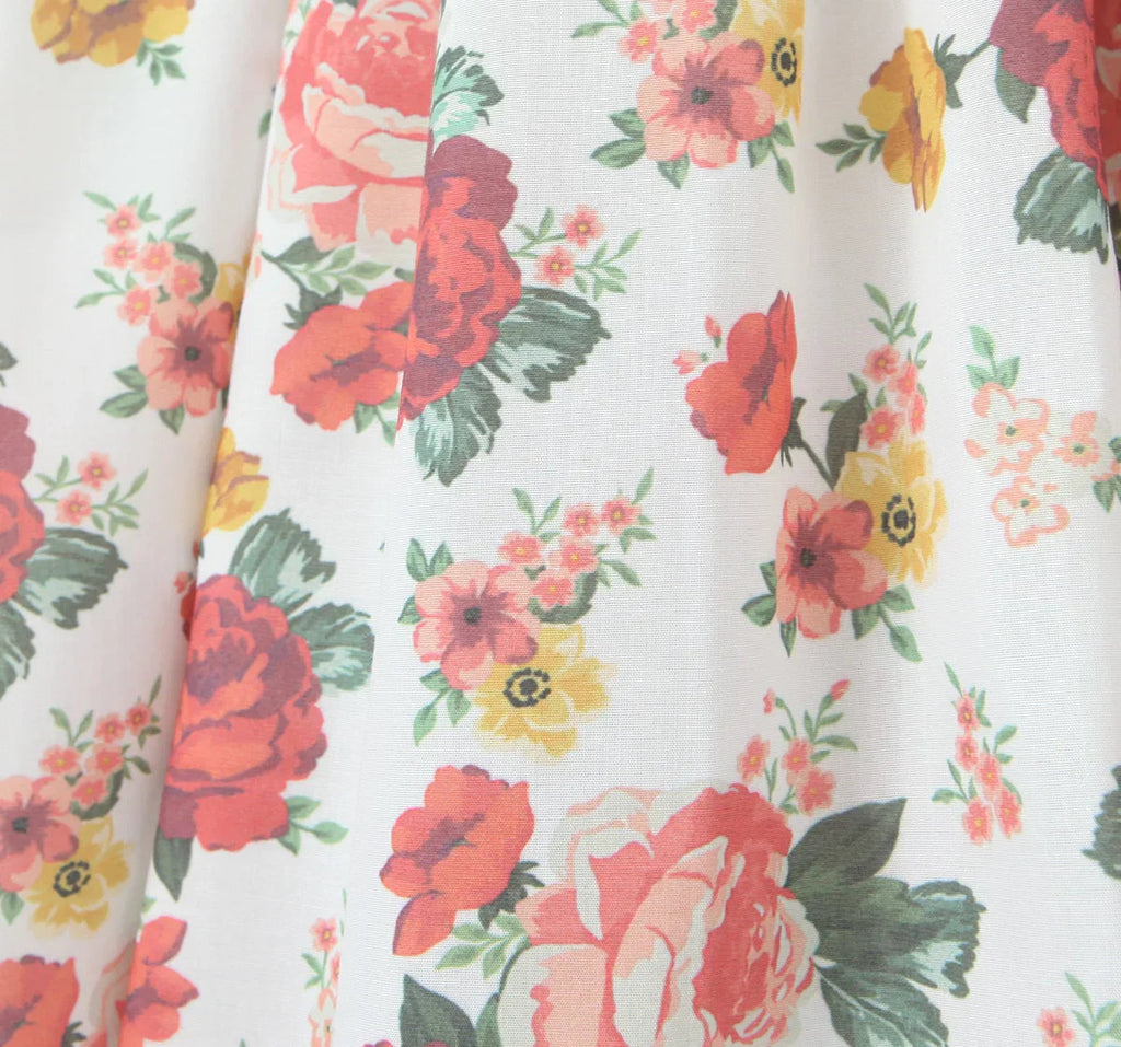 Floral Corset Ruffled Hem Midi Dress
