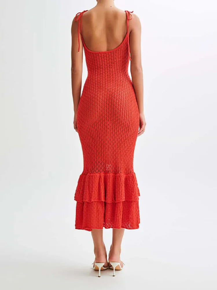 Ruffle Knit Mini Party Dress