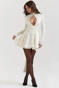 White Satin Sleek Evening Mini Dress