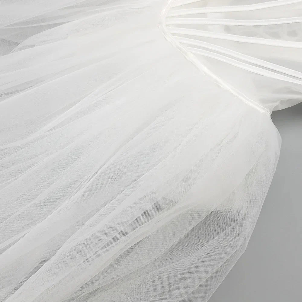 Strapless Mesh White A-Line Maxi Dress
