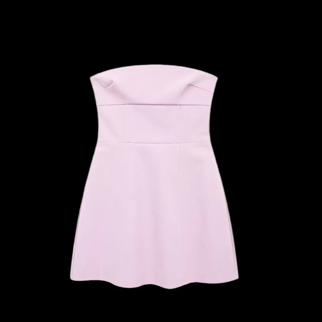 Pink Bow Backless Sweet Style Mini Dress