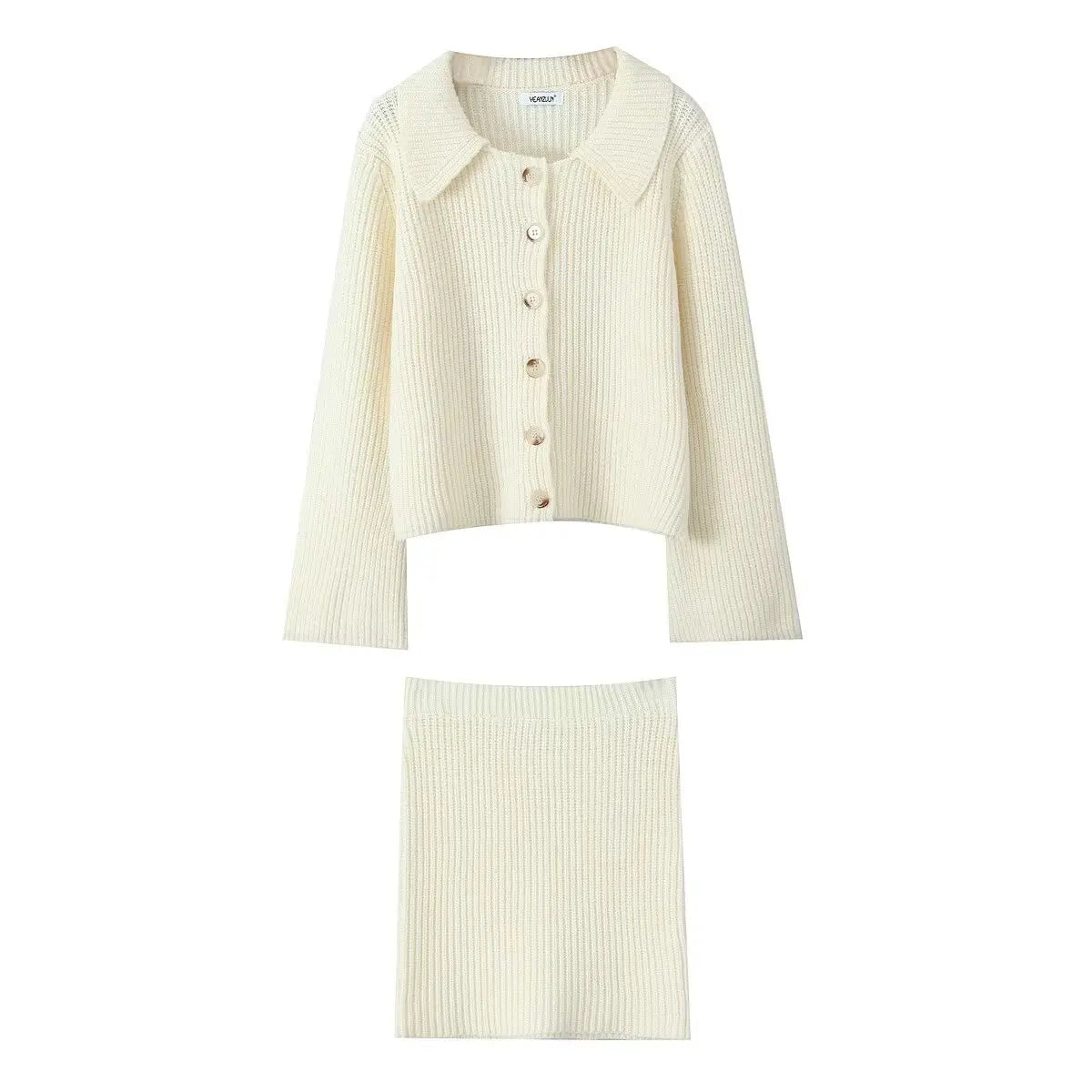 Lapel Cardigan Elastic Waist Mini Skirt Party Dress