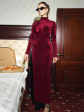 Pleated Twist Long Sleeve Maxi Dress