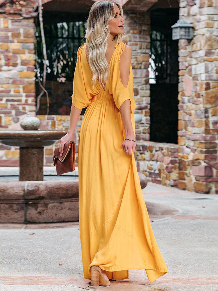 Solid Color Beach Style Maxi Dress