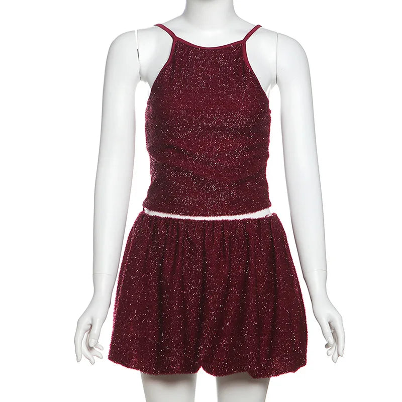 Furry Crop Top Set Cozy Mini Dress