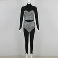 Diamond Decorated High Waist Jumpsuit Party Dress