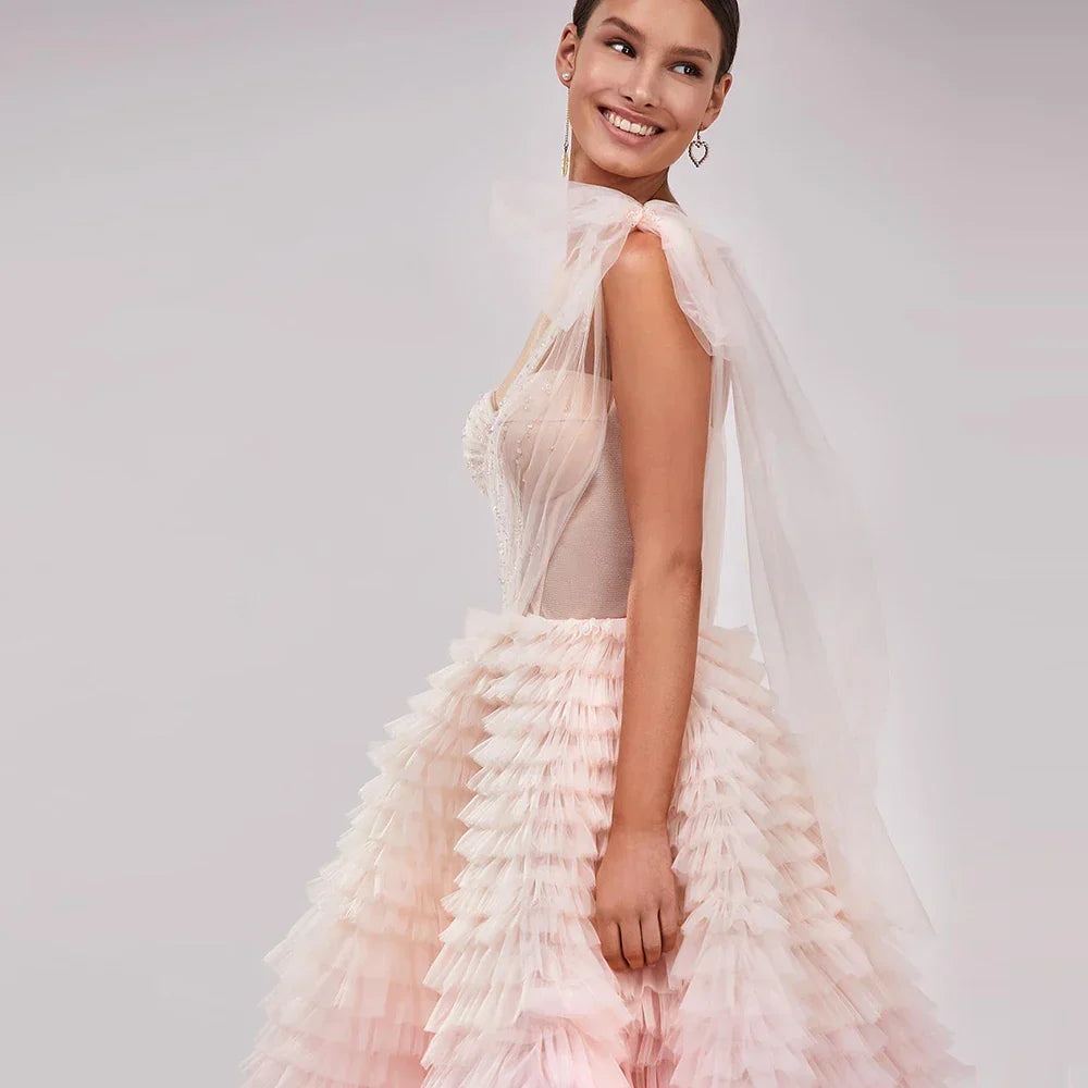 Pink Lilac One Shoulder Ball Gown Party Dress