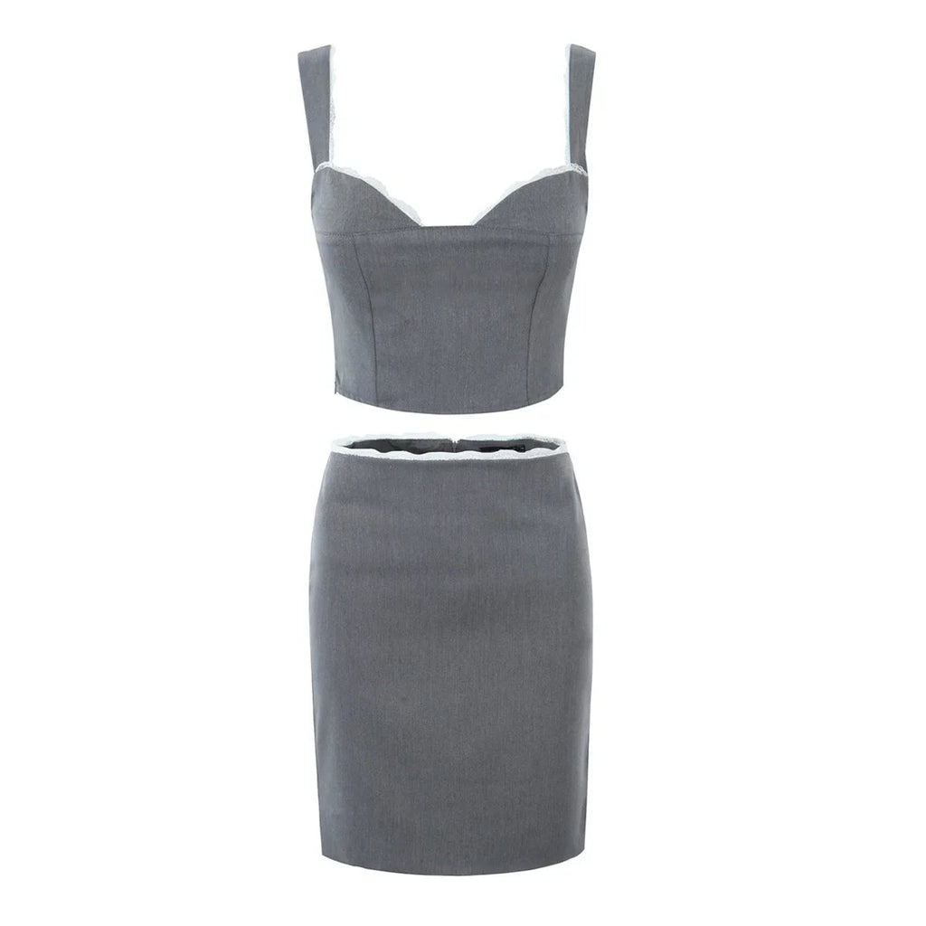Spliced Lace Low Waist Midi Dress