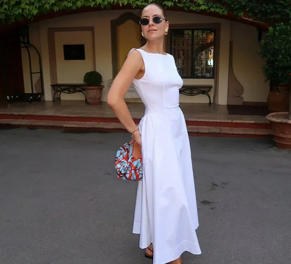 Solid Halter Backless Long Party Dress