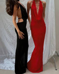 Halter Low Swinging Neck Elegant Maxi Dress